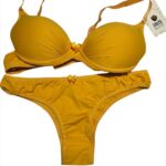 CONJUNTO DE LINGERIE AMARELO COM BOJO NO TAMANHO GG