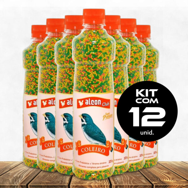 Kit 12 Garrafas Ração Para Pássaros Alcon Club Coleiro 325g